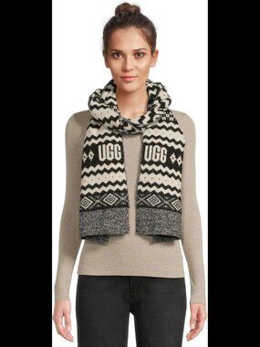 UGG $98 Uggisle Scarf Black Multi NWT!
